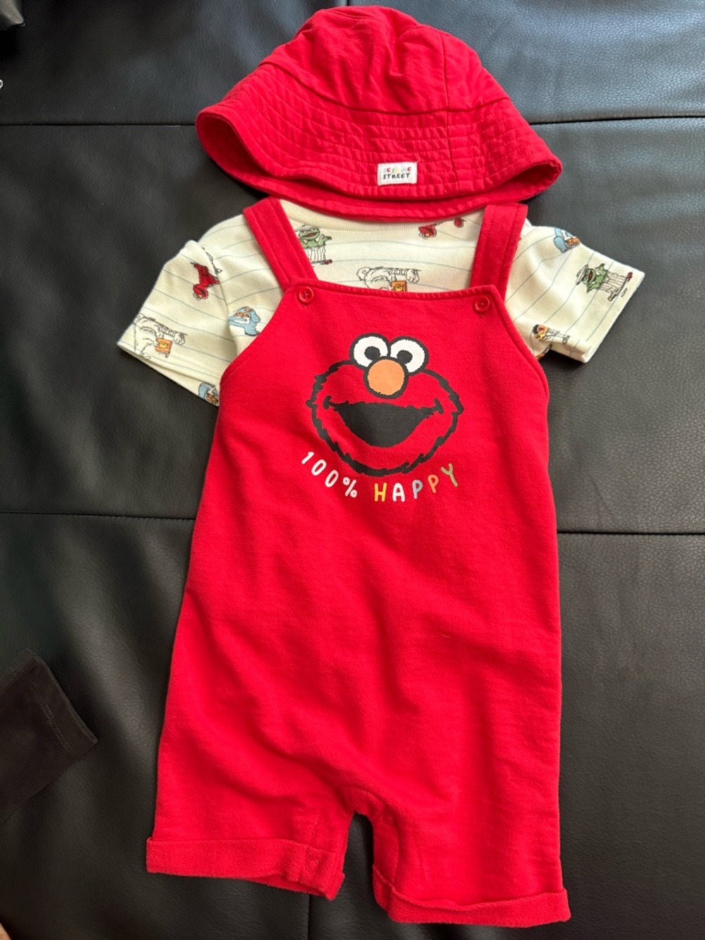 Kambia Kids Sesame Street Elmo 100% Happy Red Baby Romper Set with Hat size 3T
